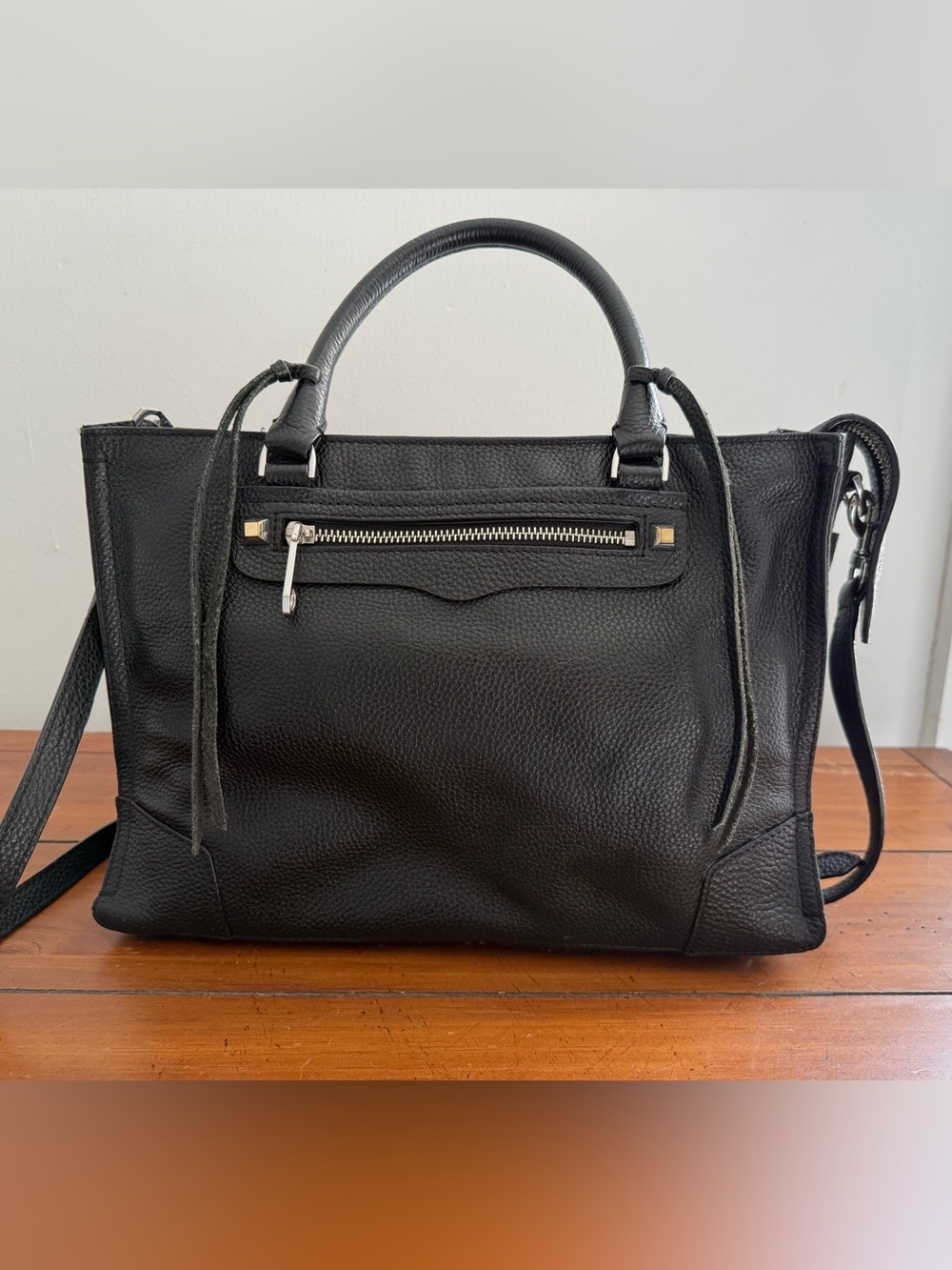 Rebecca Minkoff Black Pebbled Leather Crossbody Satchel - Picture 4 of 15